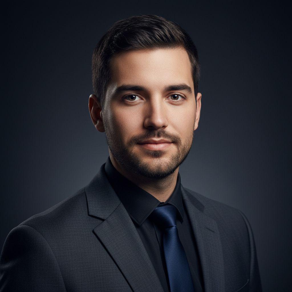 Профессиональный портрет Product Owner e-commerce компании на тёмном фоне